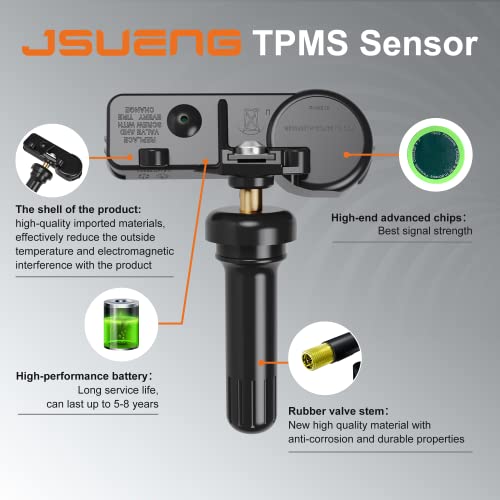 Jsueng TPMS Sensor, 4PCS Tire Pressure Monitor Sensors Compatible with Buick Cadillac Chevy GMC Pontiac Saturn,GM Mercury OE#13586335 13598771 13598772 13581558 - Image 4