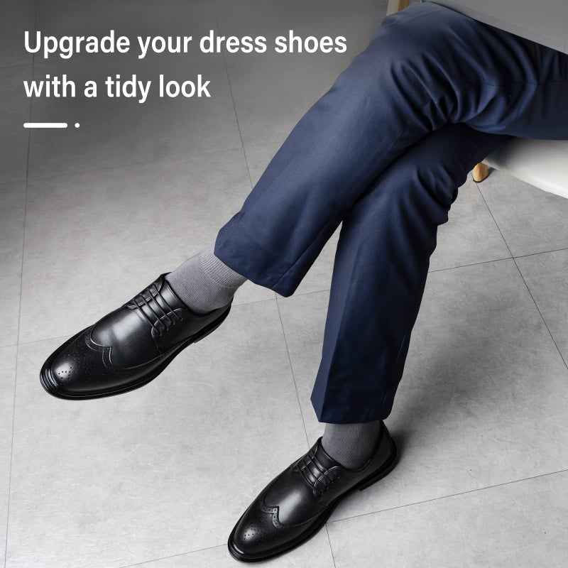INMAKER No Tie Dress Shoe Laces for Men, Waxed Thin Oxford Round Shoelaces - Image 4