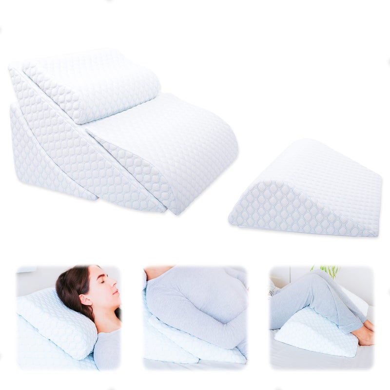 Lenora Adjustable Orthopedic Bed Wedge Pillow Set, Reading Pillow & Back Support for Sleeping, Memory Foam Wedge for Lower Back, Knee and Leg Pain, Acid Reflux, Snoring, Post Surgery Recovery - Image 1