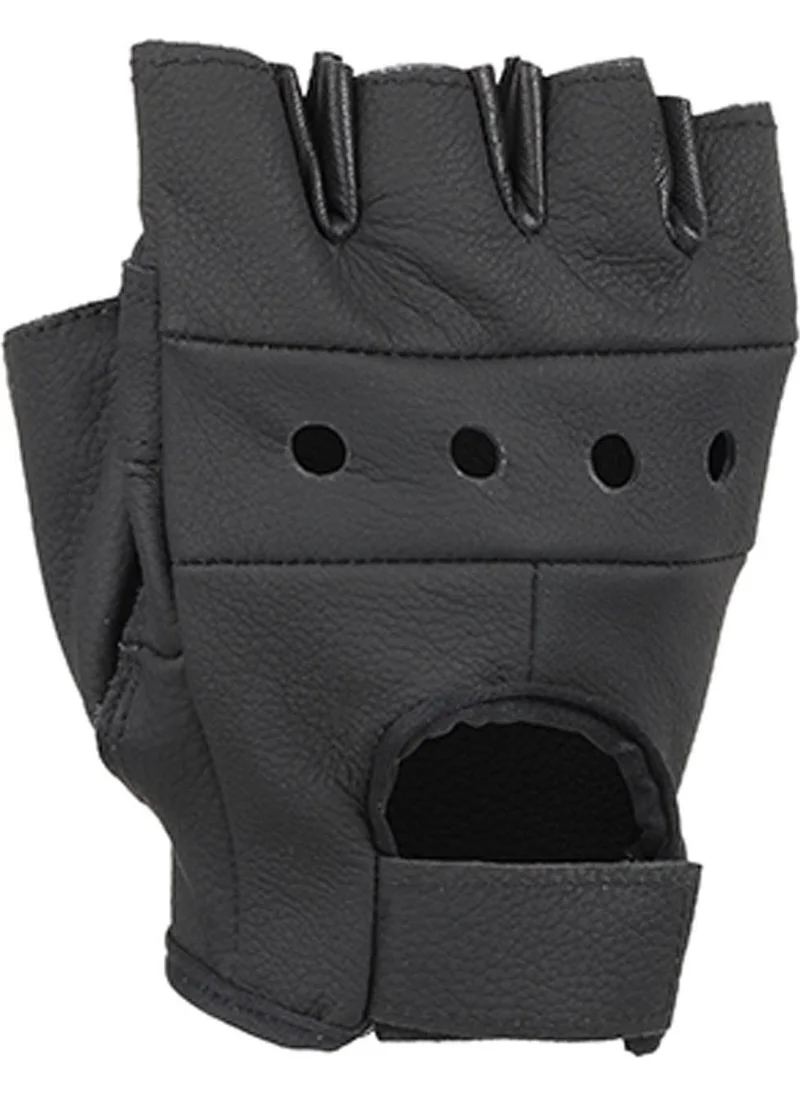 سي اند سيتي Men's Cut Finger Leather Gloves K308