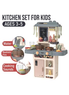 UniTrain Plastic Toy Play Kitchen Food Set for Kids Toddlers 3-5 - Cooking Pretend Play Interactive Station with Sink, Water, Steam, Sound, Accessories (36 Pcs) - Little Girls Birthday Gift  - Image 2