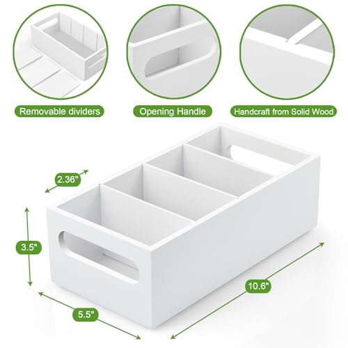 DRASTAR Pantry Organization and Storage Bins Seasoning Packet Organizer with Removable DividersWooden Storage Caddy for Kitchen Pantry Cabinet Countertop White - Image 3