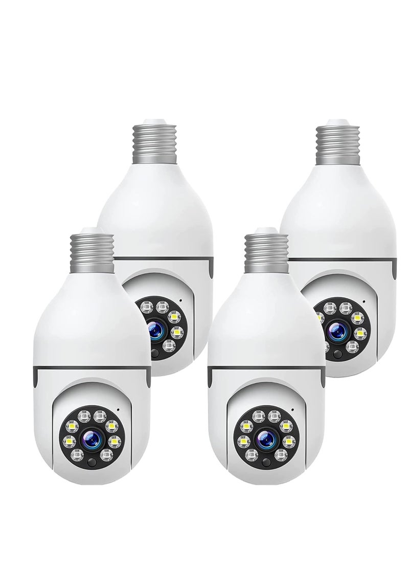 ELTRAZONE - WiFi Light Bulb Camera 360 Degree Wireless Outdoor Security Camera Home Surveillance Cam with 1080P Color Night Vision Human Motion Detection(4-PCS) - Image 1