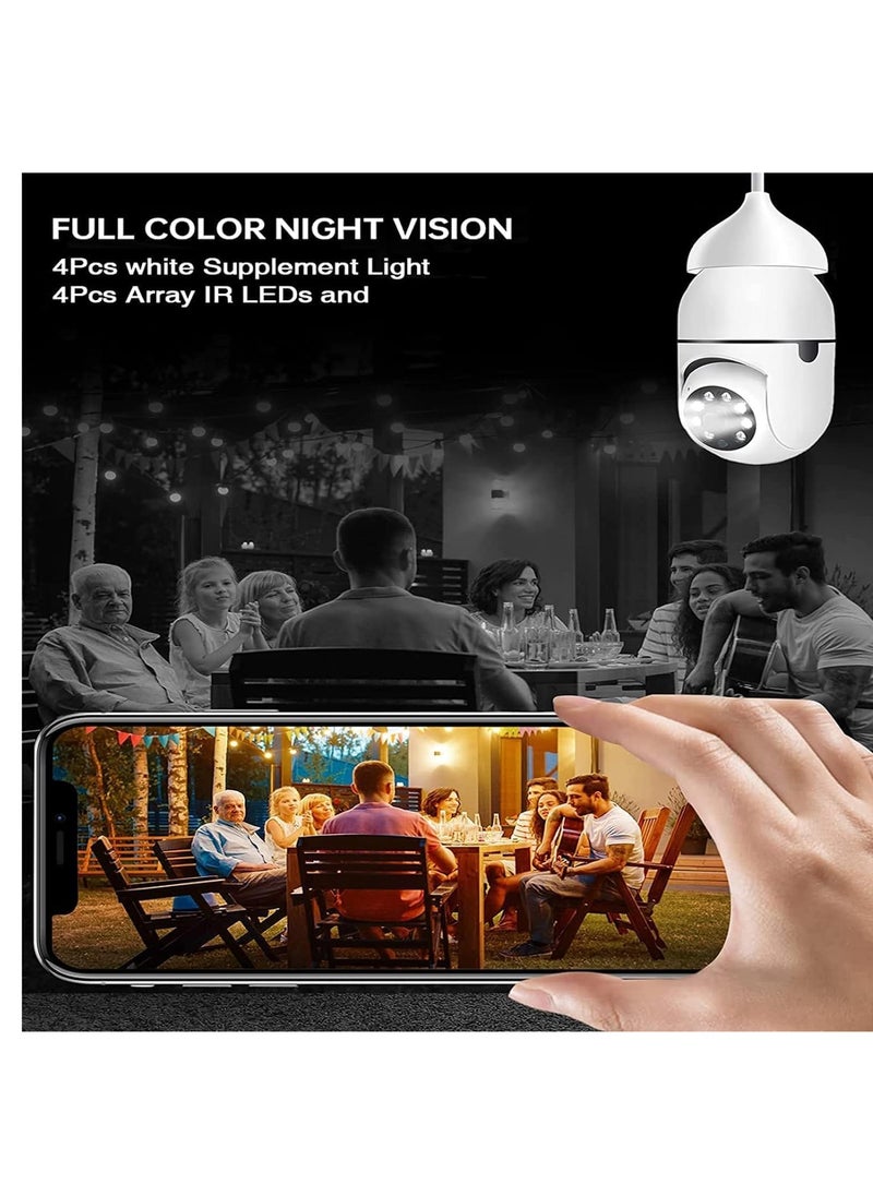 ELTRAZONE - WiFi Light Bulb Camera 360 Degree Wireless Outdoor Security Camera Home Surveillance Cam with 1080P Color Night Vision Human Motion Detection(4-PCS) - Image 1