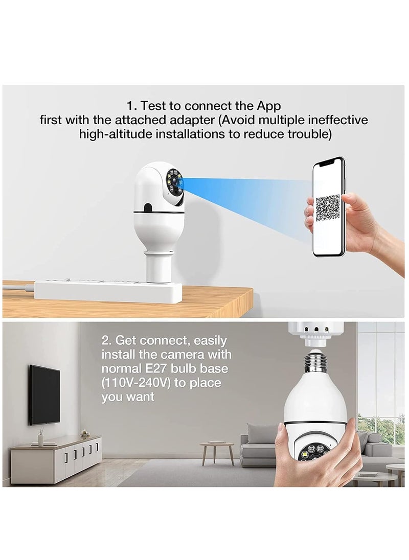 ELTRAZONE - WiFi Light Bulb Camera 360 Degree Wireless Outdoor Security Camera Home Surveillance Cam with 1080P Color Night Vision Human Motion Detection(4-PCS) - Image 1