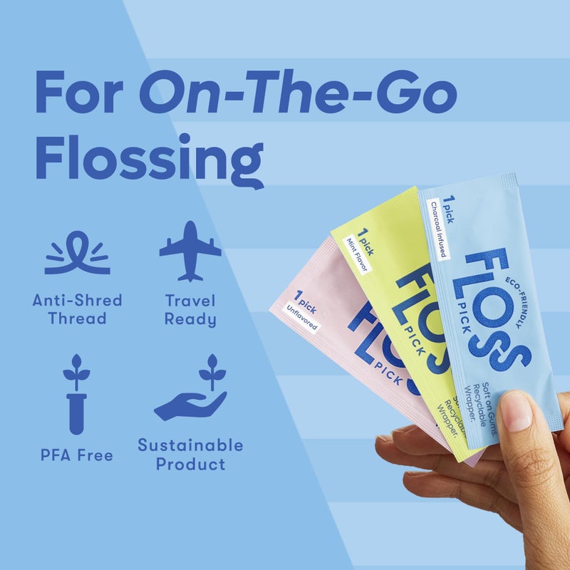 SMARTLIFECO Individually Wrapped Dental Floss Picks (50ct) - Eco-Friendly Flosser Handle Made with Straw Wheat Blend | Great for Travel | PFA Free | Toothpick Stick End | Bamboo Charcoal Thread Whitens Teeth - Image 4