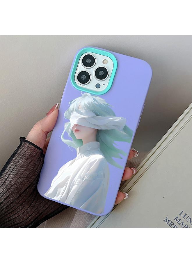 اس-توب جراب لهاتف iPhone 12 / 12 Pro، جراب هاتف هجين من مادة TPU بتصميم فتاة معصوبة العينين - Image 1