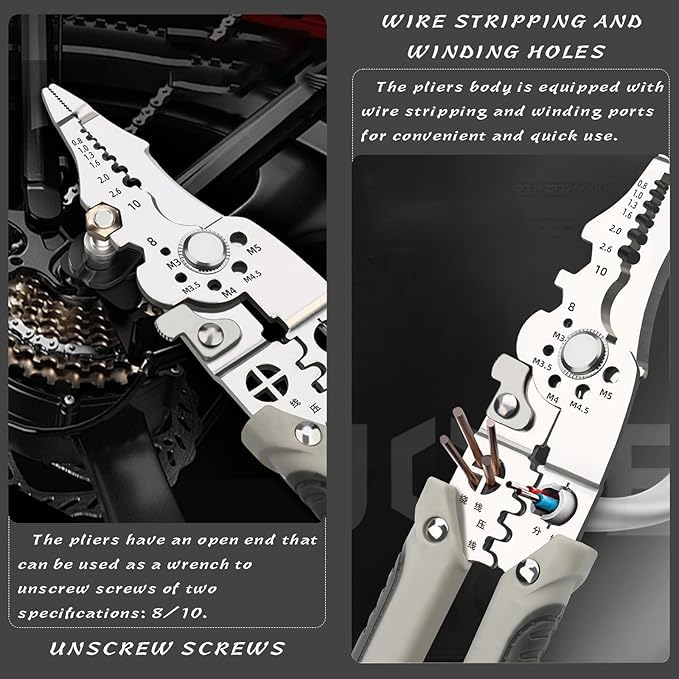 CLICKSWIFT CLICKSWIFT 9in1 MultiPurpose Electrical Stripping Tool Wire Stripper Crimping Wire Puller Plier Cable Looping Splitting Cutting Pliers for Electrician Black High Carbon Steel 1 Pcs  - Image 4