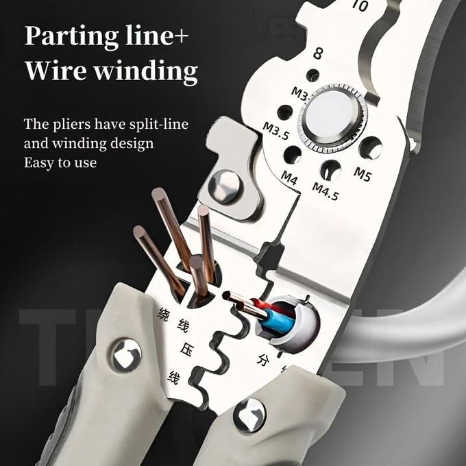 CLICKSWIFT CLICKSWIFT 9in1 MultiPurpose Electrical Stripping Tool Wire Stripper Crimping Wire Puller Plier Cable Looping Splitting Cutting Pliers for Electrician Black High Carbon Steel 1 Pcs  - Image 5