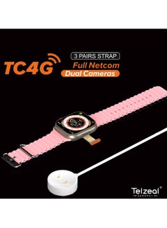 Telzeal TC4G Smart Watch With Dual Camera And Dual Sim Card Support With 3 Pair Straps And Wireless Charger For Gents And Ladies Silver  - Image 5
