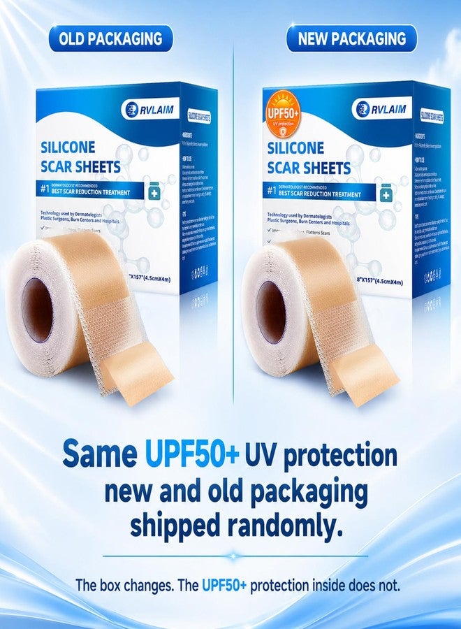 Rvlaim UPF50+ Silicone Scar Sheets with UV Protection(1.8”x 157" Roll 4M) Reusable Sheets to Soften, Flatten Fade Scars, Reduce Redness for Surgical, C-Section, Burn, Keloid, and Hypertrophic Scars - Image 2