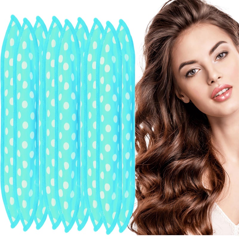AHSNYLC Satin Sponge-Rollers for Hair - AHSNYLC 9PCS Sponge Curlers,Soft Curlers to Sleep in,Hair Rollers,Hair Curlers No Heat,Soft Sleep Hair Rollers,Stain Heatless (Cyan Color) - Image 1