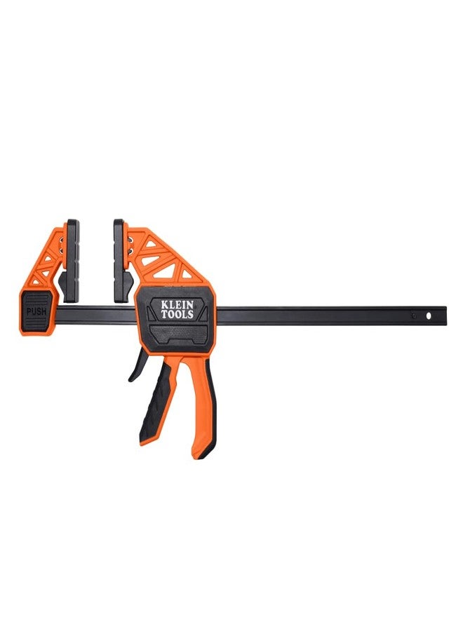 Klein Tools 47556 Speed-Klamp 12-Inch, 300-Pound Clamping Force, Clamp/Spreader, Pivoting Pads, One-Handed-Operation for Woodworking and Metal Projects - Image 1