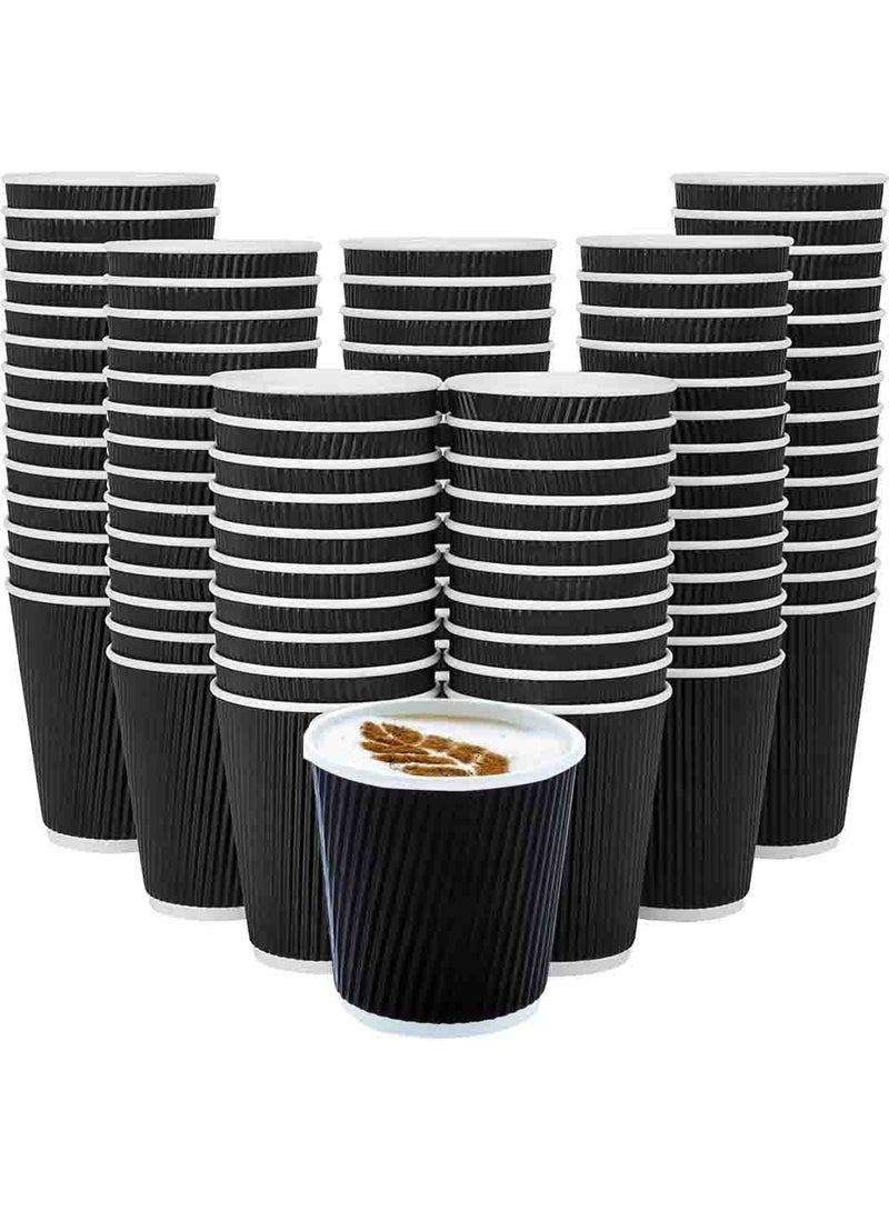 Pierre Donna Espresso Qahwa Disposable Ripple Cups 4 Oz – Insulated Hot Drink Cups for Arabic Coffee & Espresso, Black Color (250 Pcs) - Image 1