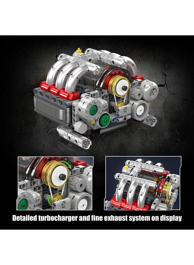 mould king Mould King 10193 Boxer Engine Model Kit That Runs - Build Your Own Mini Engine, Car Engine Replica Build Blocks Set for Kids/Adult (609 Pcs)  - Image 4