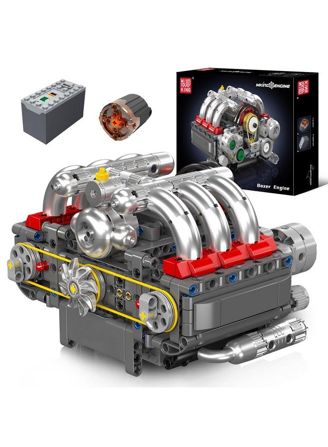 mould king Mould King 10193 Boxer Engine Model Kit That Runs - Build Your Own Mini Engine, Car Engine Replica Build Blocks Set for Kids/Adult (609 Pcs)  - Image 1