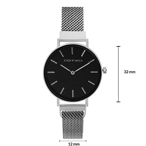 Joker & Witch Natalie Black Dial 12mm Silver Stainless Steel Watch for Women - Image 5