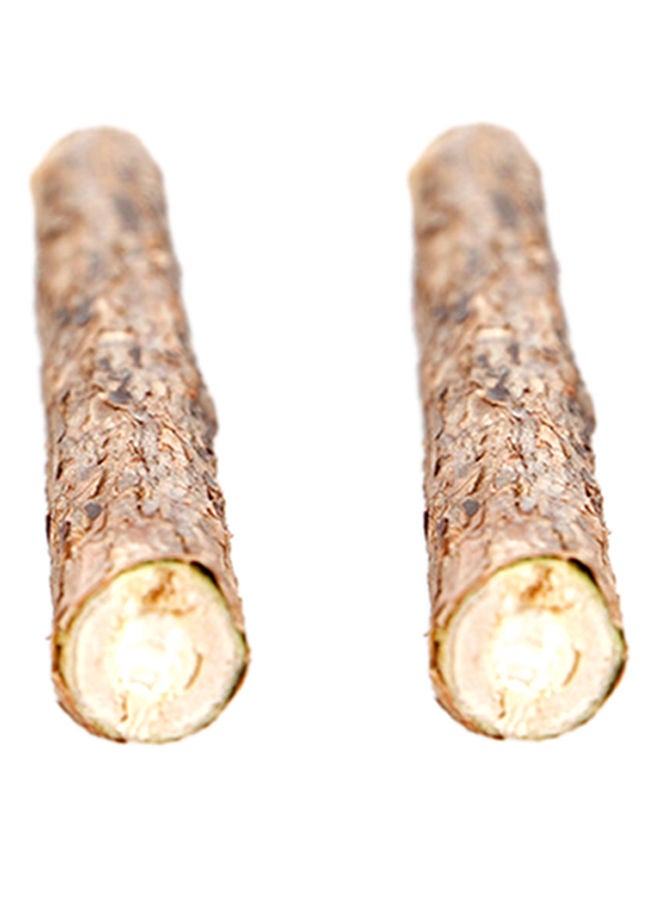 NIBEMINENT 2-Piece Cat Stick Chew Toy Dental Cleaning Teeth Wood Brown - Image 1