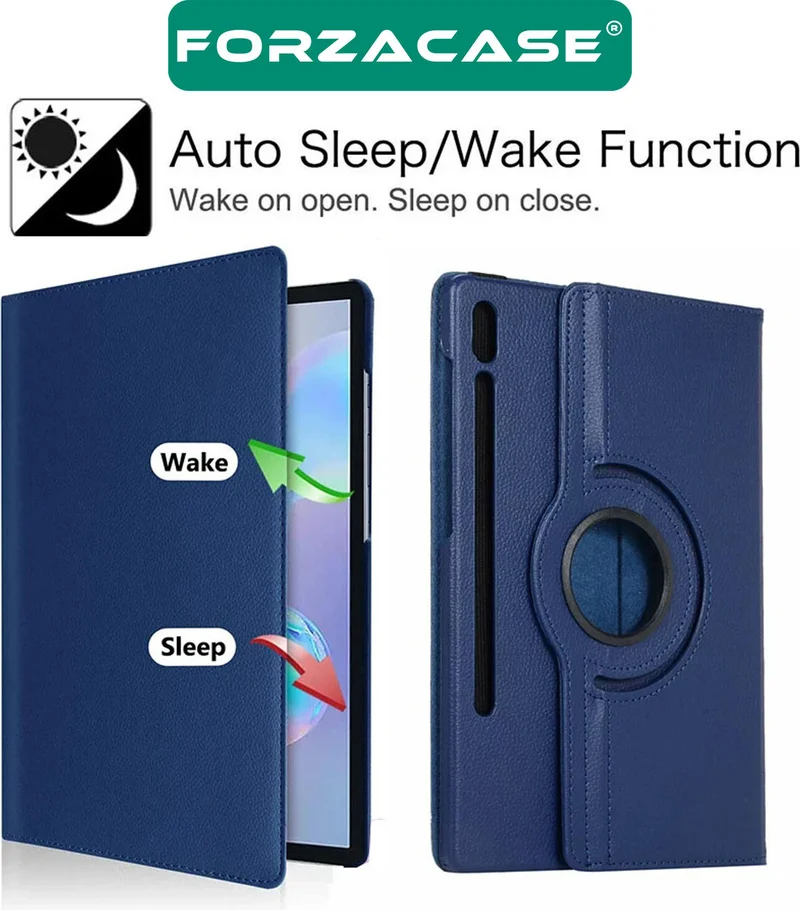 فورزاكاس Compatible with Samsung Tab S9 360 Degree Rotating Stand Case + Tempered Unbreakable Glass FC012