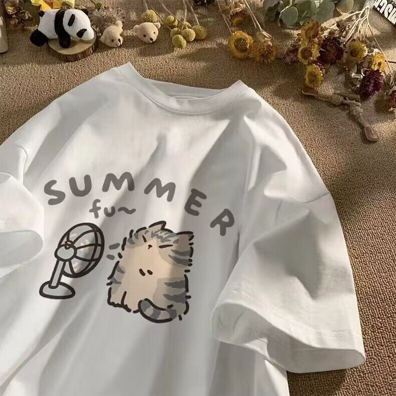 Cartoon Short-Sleeved T-Shirt Oversize Design Sense Niche American Loose All-Match Half-Sleeved Top Ins - Image 5