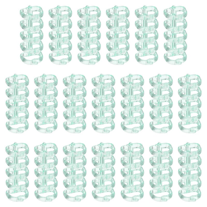 100 Pcs Light Green Plastic 5 Ring Binder Rings for Loose Leaf Folio Office Supply - Image 2