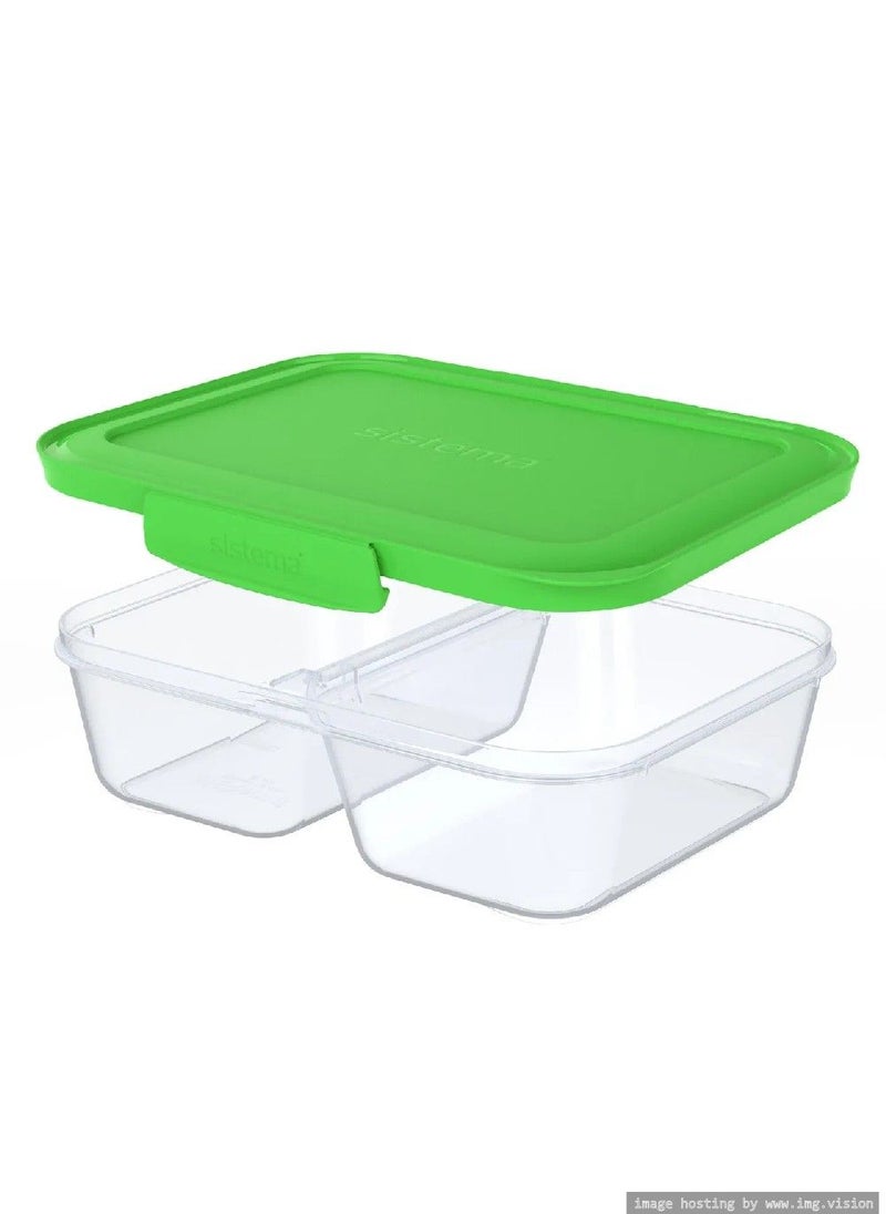 sistema - مجموعة من 5 حاويات لتخزين الطعام قابلة للتكديس من Sistema Meal Prep Nest IT بسعة 870 مل، آمنة للاستخدام في الميكروويف وغسالة الأطباق والفريزر وخالية من مادة BPA. أغطية خضراء - Image 1