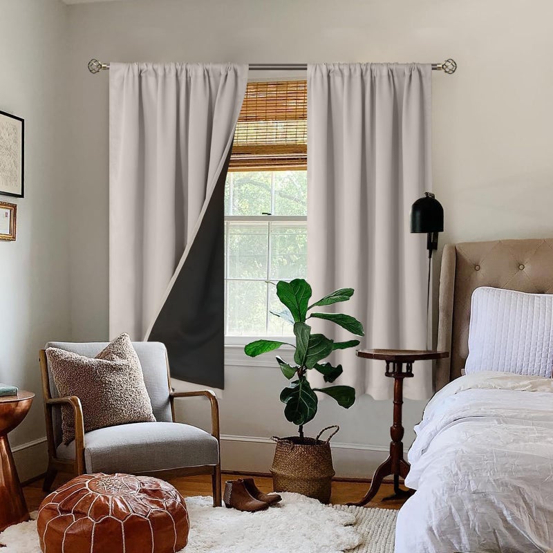 BGment Camel Blackout Curtains for Bedroom 63 Inch Length 2 Panels Set, Thermal Insulated Full Room Darkening Noise Canceling Living Room Curtains with Rod Pocket, Each Panel 52 Inch Wide, Cashmere - Image 2