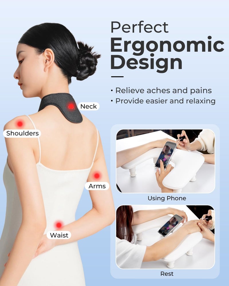 WEEYUM Arm Rest for Nails Tech with Phone Holder,Adjustable Nail Hand Rest for Acrylic Nails,PU Leather-White - Image 4
