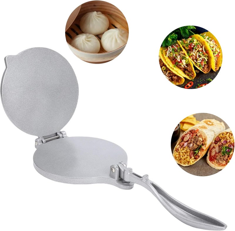 Tnfeeon Manual Dough Press Machine, Quesadilla & Tortilla Makers Wrapper Pressing Tool for Corn Tortillas Tamales Chapti Naan Bread Manual Dough Press Machine, Household Dumpling Kitchen (Silver) - Image 5