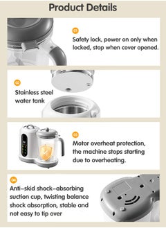 Super ZYouth 4 in 1 Baby Food Processor, Baby Food Maker with Smart Control, Multifunctional Steaming Blender with Steam Pot, Baby Food Dispenser, Auto Cooking and Grinding, Warming Milks,  BPA Free, White  - Image 5