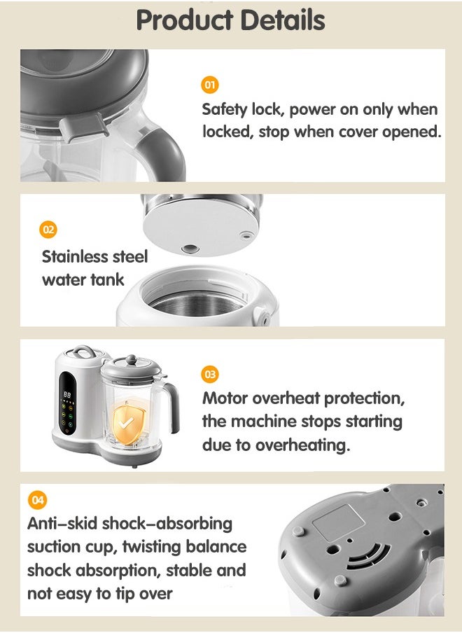 Super ZYouth - 4 in 1 Baby Food Processor, Baby Food Maker with Smart Control, Multifunctional Steaming Blender with Steam Pot, Baby Food Dispenser, Auto Cooking and Grinding, Warming Milks,  BPA Free, White - Image 1
