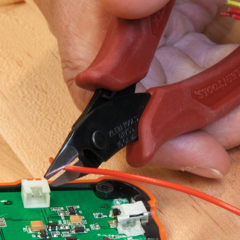 Klein Tools D275-5 Diagonal Flush Cutters, Made in USA, Micro Wire & Compact Zip Tie Cutter, Ultra-Slim Precision Flush Cutter for Work in Confined Areas, 5-Inch - Image 4