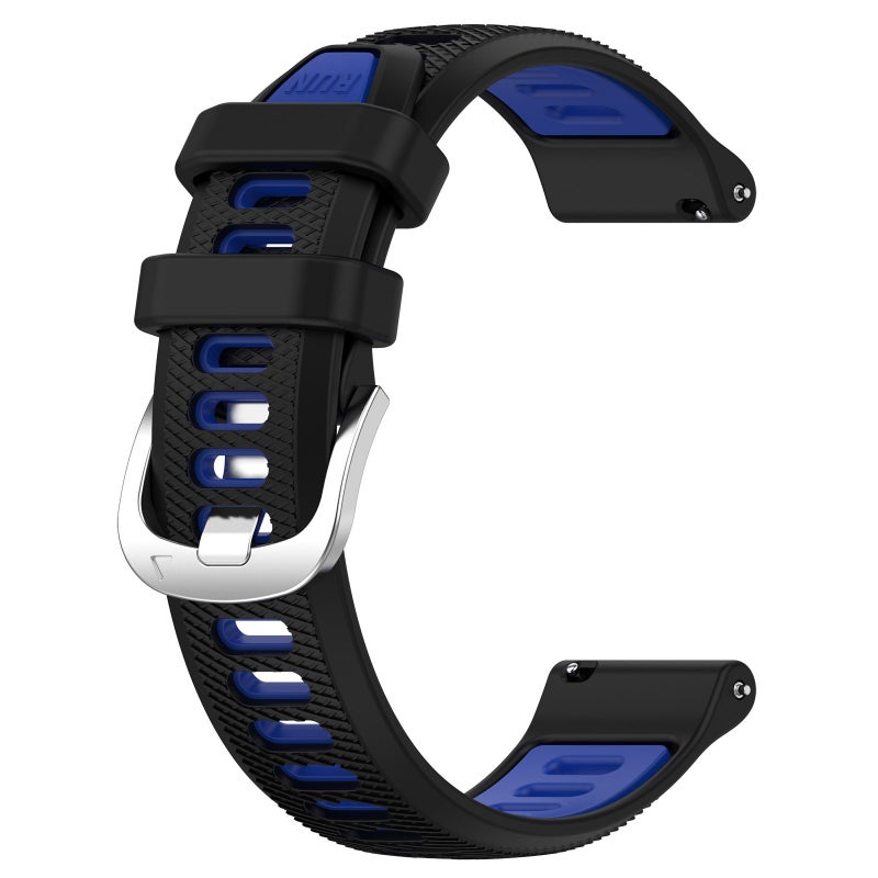 S-TOP For Garmin Forerunner 265S Music 18mm Sports Two-Color Steel Buckle Silicone Watch Band(Black+Blue) - Image 2