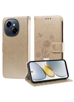 For Tecno Spark Go 1 / Pop 9 / Spark Go 2025 Embossed Butterfly Flowers Leather Phone Case(Gold)