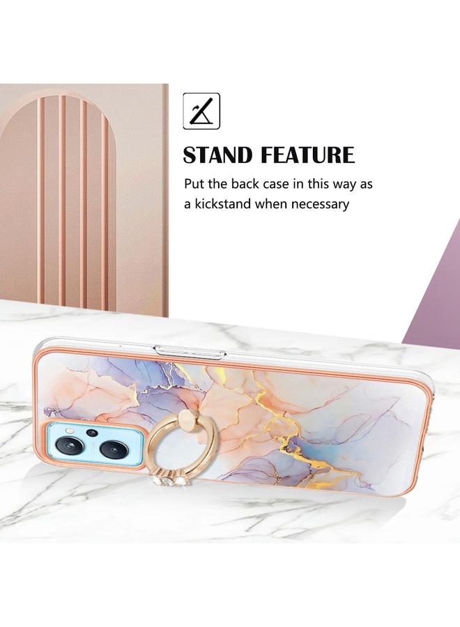 اس-توب جراب لهاتف OPPO Realme 9i / A36 / A96 4G مطلي بالكهرباء IMD TPU جراب هاتف مع حلقة - Image 3