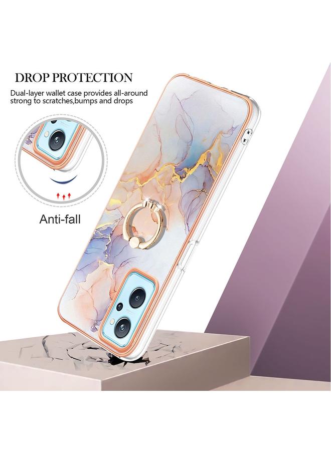 اس-توب جراب لهاتف OPPO Realme 9i / A36 / A96 4G مطلي بالكهرباء IMD TPU جراب هاتف مع حلقة - Image 2