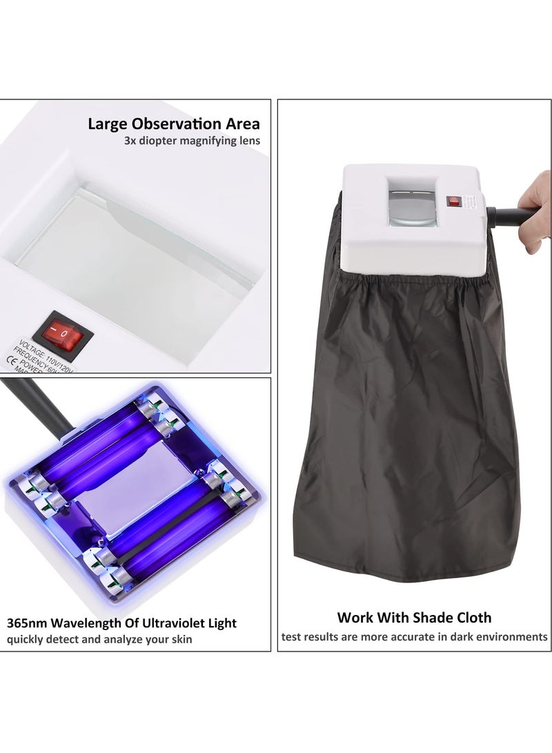 SYOSI Woods Lamp Skin Analyzer, Professional Esthetician Supplies, Portable SPA Beauty Skin Care Tool, with Shade Cloth, Woods Lamp for Skin Testing Home Use Salon SPA Machine - Image 4