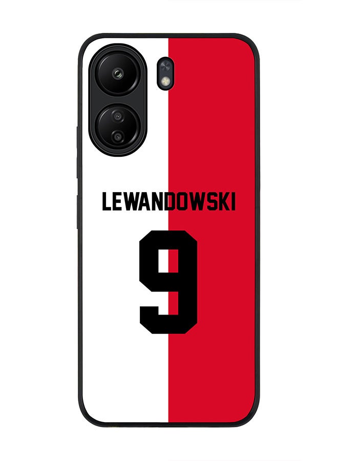 Stylizedd Rugged Black edge case for Xiaomi Poco C65, Slim fit Soft Case Flexible Thin Cover- Football Team-Poland, Player Name-Lewandowski - Image 1