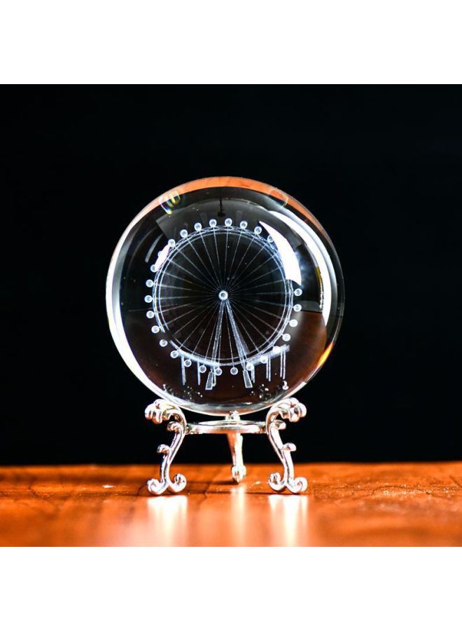 Children's Crystal Ball Music Music Box Little Girl's Birthday Gift Girl's Toy Star Projection Lamp-Color:Ferris Wheel 6cm + Silver Tripod - Image 1