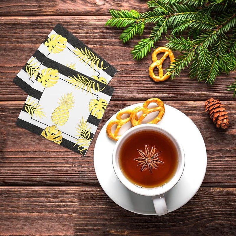 مناديل ورقية قابلة للتخلص مطبوعة بورق الذهب 40 قطعة لتزيين حفلات الزفاف وأعياد الميلاد - Image 5