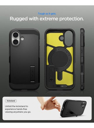 غطاء Tough Armor T MagFit لجهاز iPhone 17 مع غطاء MagSafe وزر تحكم كاميرا سعوي وحامل - أسود - view 4