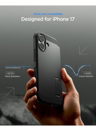 غطاء Tough Armor T MagFit لجهاز iPhone 17 مع غطاء MagSafe وزر تحكم كاميرا سعوي وحامل - أسود - view 2