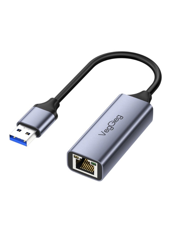 فيج جيج محول USB A 3.0 إلى جيجابت إيثرنت - 1000 ميجابت في الثانية، نحاس خالٍ من الأكسجين، مؤشر LED، توصيل وتشغيل رمادي - Image 1