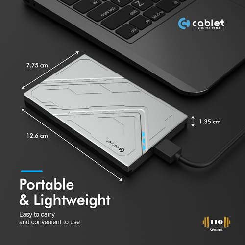 CABLET 2.5 Inch SATA 5Gbps USB 3.0 HDD/SSD Portable External Enclosure for 7mm and 9.5mm, Tool-Free Design, Supports UASP Max 6TB - Image 2