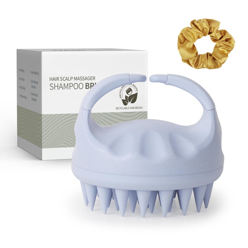 Sndyi Scalp Massager Shampoo Brush, Scalp Scrubber with Soft Silicone Bristles, Scalp Exfoliator for Dandruff Removal, Scalp Massager for Hair Growth, Wet Dry Hair Brush for Scalp Care, Sky Blue - Image 1