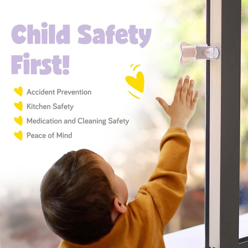 ashtonbee Child Safety Locks for Cabinets and Drawers, Sliding Door Lock, Easy-to-Install Cabinet Locks for Babies, Baby Cabinet Safety Latches, Set of 4, White - Ashtonbee - Image 3