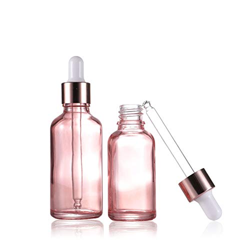 Furnido 6 Pcs Pink Glass Dropper Bottle for Essential Oils, 1.7 Oz Empty Bottle With Reagent Pipette, Rose-Golden Caps Perfume Travel Vial Container - FREE Pipette, Funnel Included - Image 3