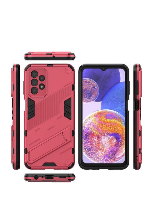 Punk Armor 2 in 1 PC Tpu Shockproof Phone Case with Invisible Holder For Samsung Galaxy A23 (watermelon)