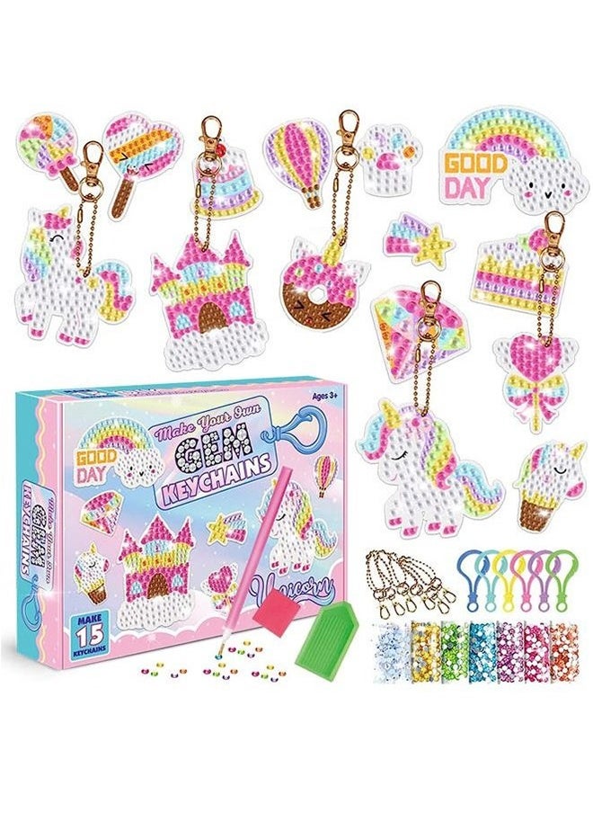 Lemon Diamond Painting Kit For Kids with Keychains, Crafts for Girls Ages 6-12, Diamond Art for Kids, Diamond Dot Gem Art Kits for Kids, Kids Arts and Crafts for Kid Ages 6-12, Unicorn Painting Kit  - Image 1