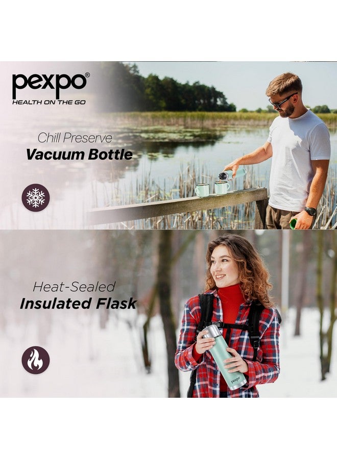 Pexpo Thermosteel Flip Lid Flask Flamingo, 1000 milliliters, Sea Green | Stainless Steel Bottle with Jute Bag | Leak Proof | Travelling | School & Trekking | Office | Men, Women & Kids - Image 4